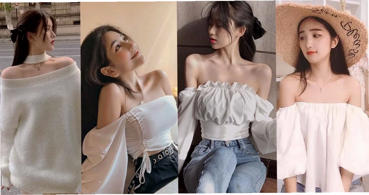 ảnh con gái mặc áo hở vai với phong cách cá tính