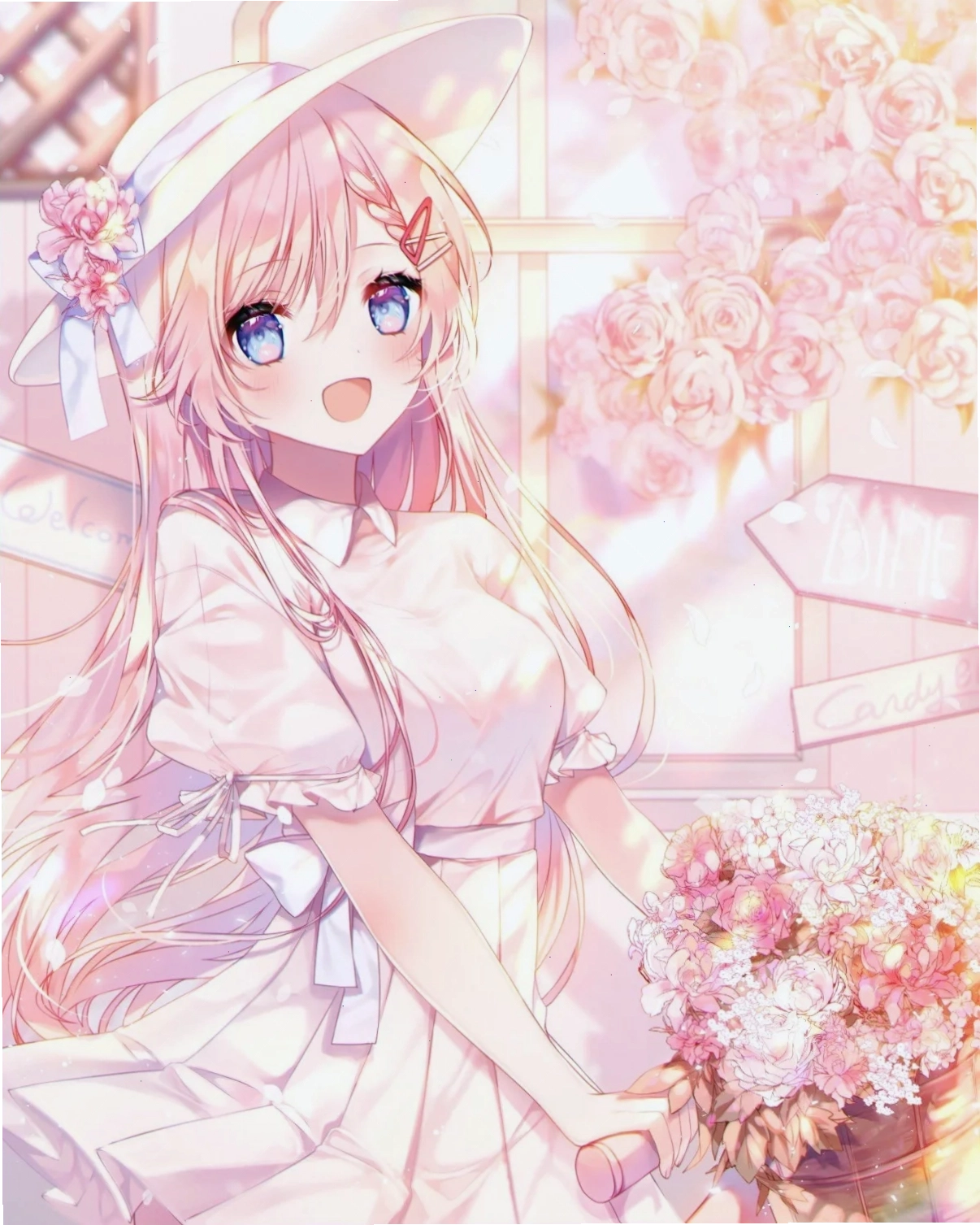 Ảnh gái anime tóc hồng cá tính
