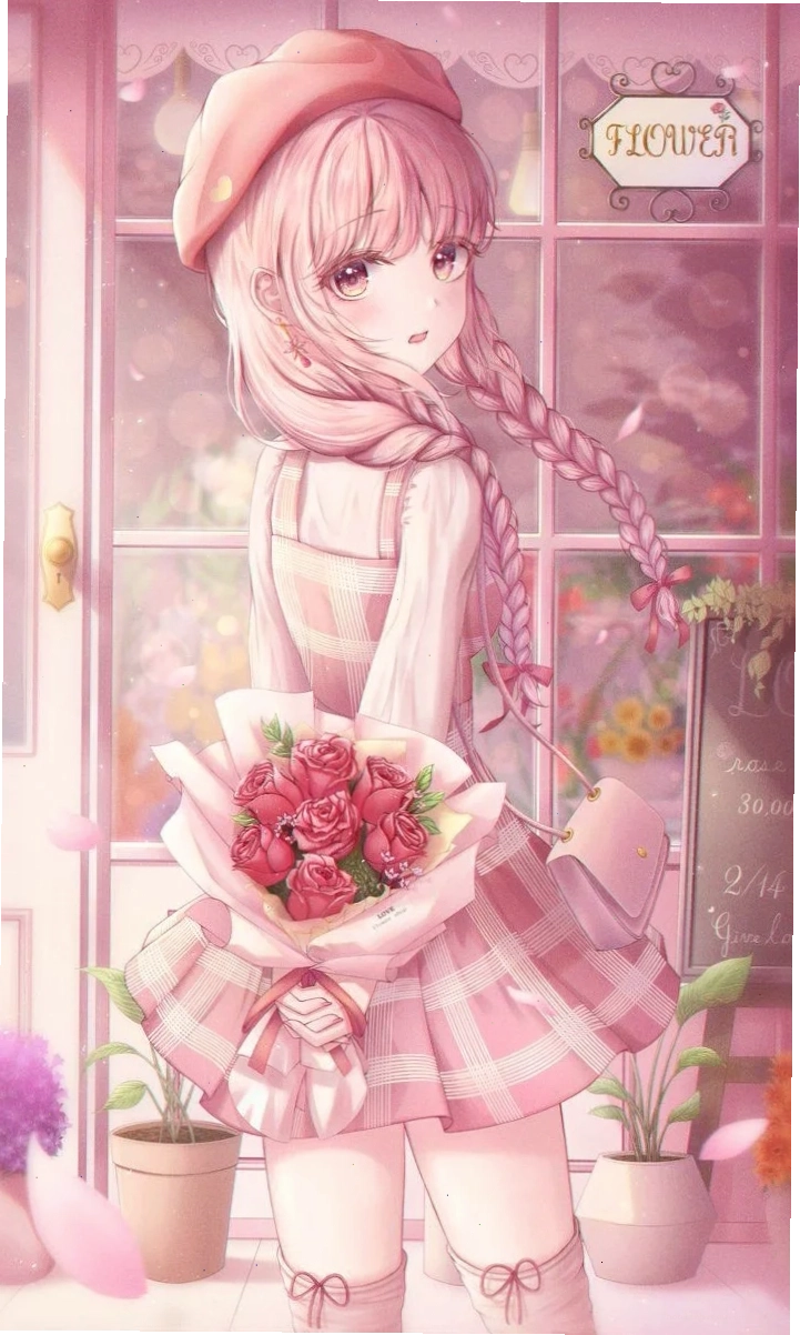 Ảnh gái anime tóc hồng sắc sảo