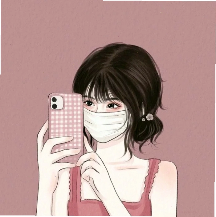 ảnh gái xinh che mặt bằng điện thoại