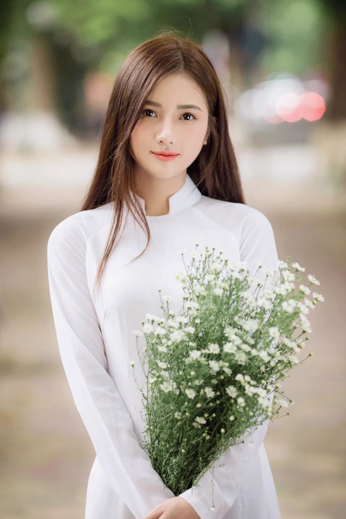 Áo dài hoa đào Áo dài hoa đào trẻ trung