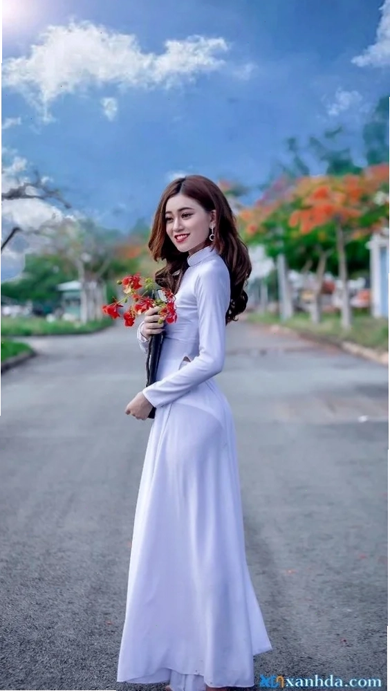 Áo dài xanh Áo dài lụa màu xanh dịu mắt