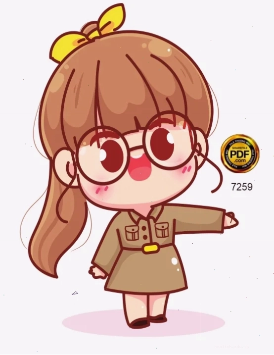 Cô gái chibi thông minh Chân dung hình chibi cô gái dễ thương đang đeo kính