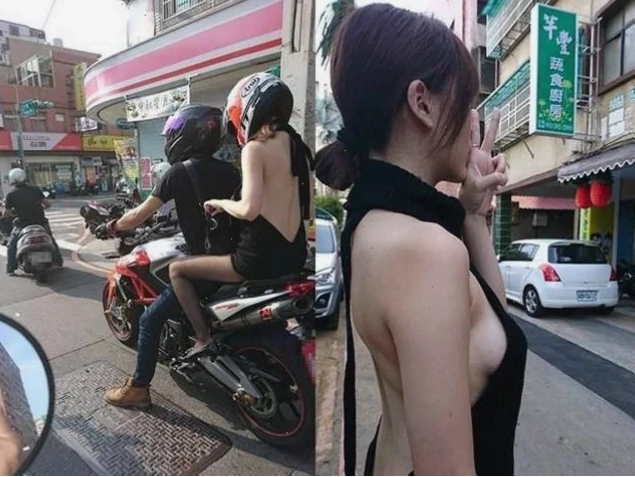 cô gái không mặc quần áo đi xe máy thông tin