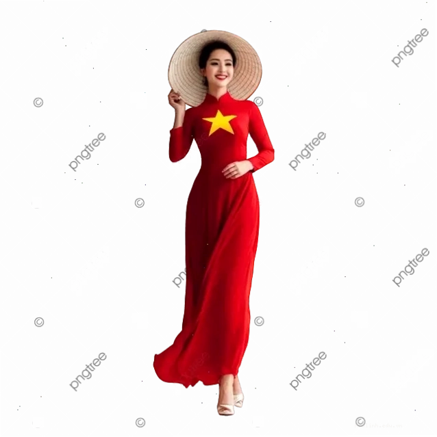 cô gái mặc áo dài đỏ sang trọng