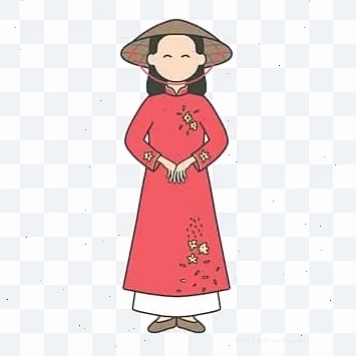 cô gái mặc áo dài png cartoon