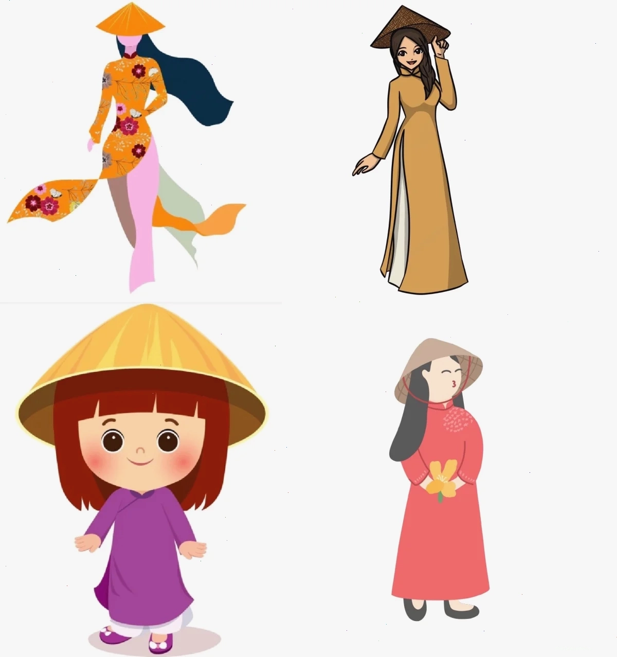 cô gái mặc áo dài png chi tiết