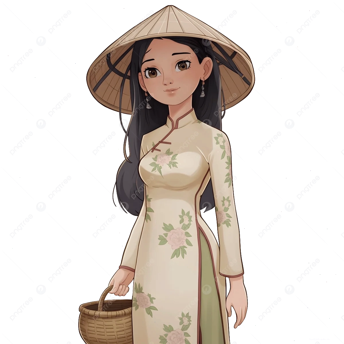 cô gái mặc áo dài png màu đỏ