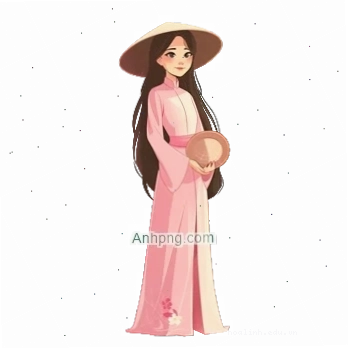 cô gái mặc áo dài png nón lá