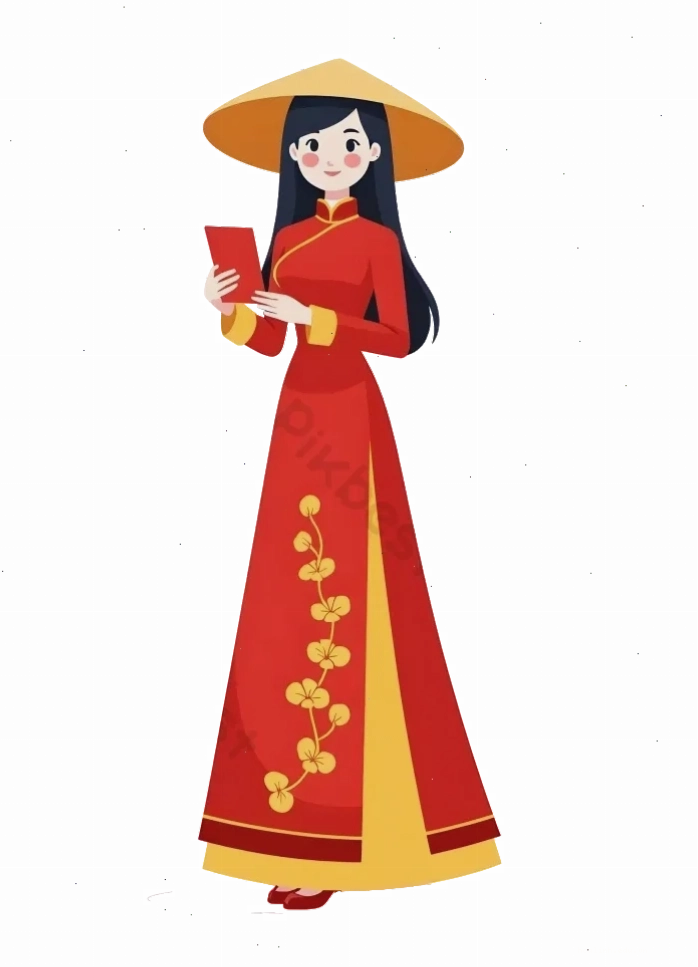 cô gái mặc áo dài png sắc nét