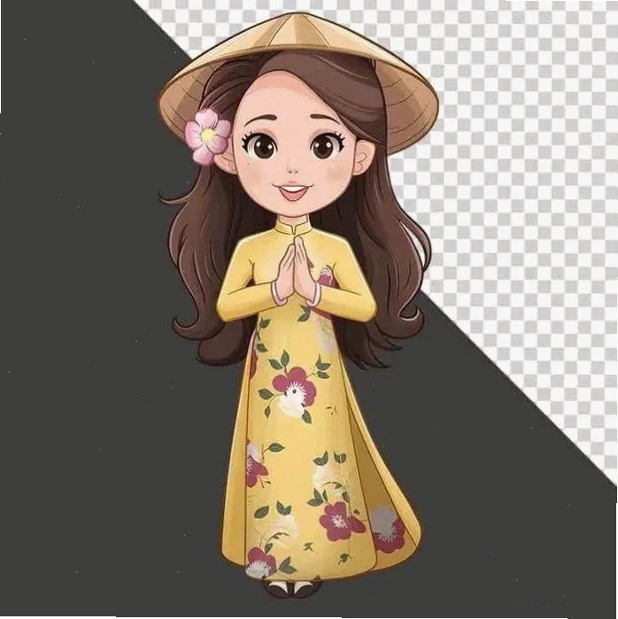 cô gái mặc áo dài png thiết kế