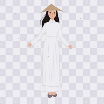 cô gái mặc áo dài png vẽ tay