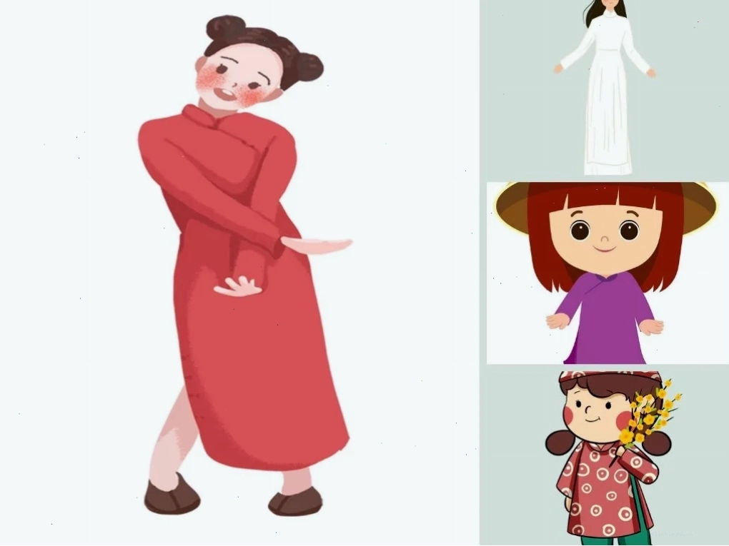 cô gái mặc áo dài png vector