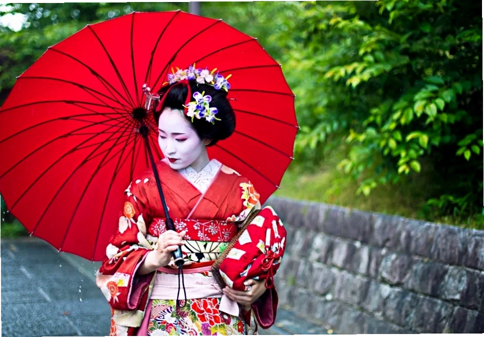 Kimono trong nghi lễ cô gái nhật bản mặc kimono trong trà đạo