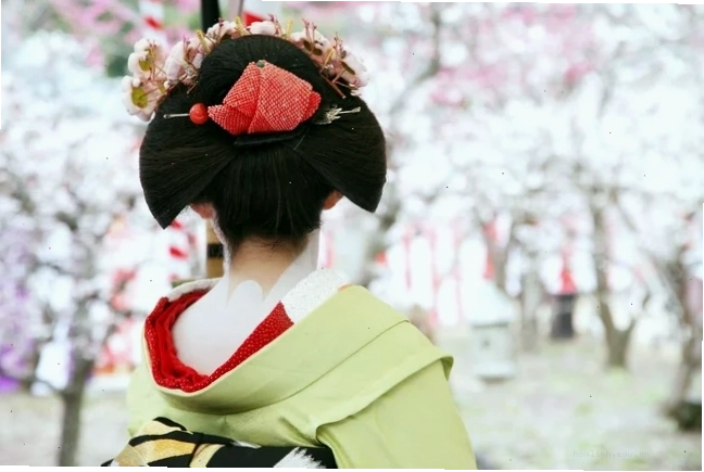 Kimono mùa đông cô gái nhật bản mặc kimono trong tuyết