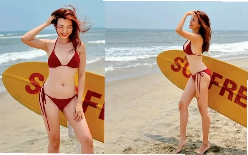 Bikini đen nắng mai Cô gái trong bikini đen dưới nắng