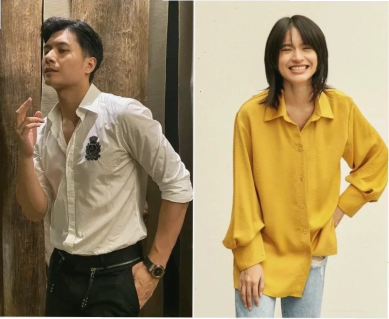 con gái mặc áo sơ mi nam chụp ảnh