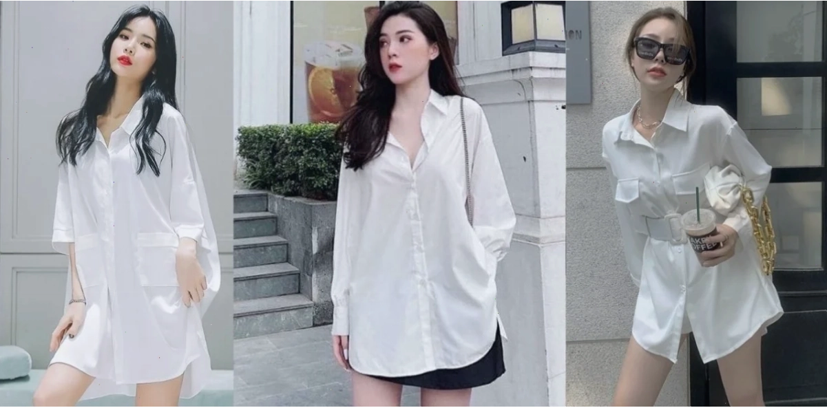 con gái mặc áo sơ mi nam mùa đông