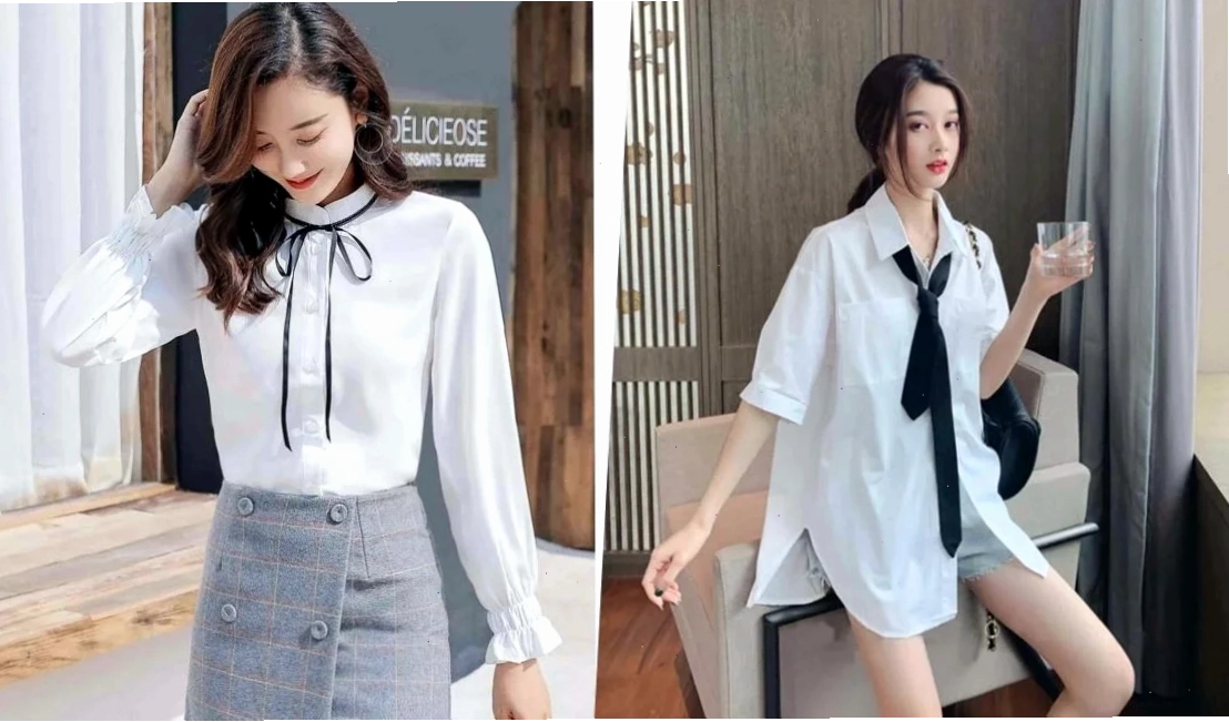 con gái mặc áo sơ mi trắng đi du lịch