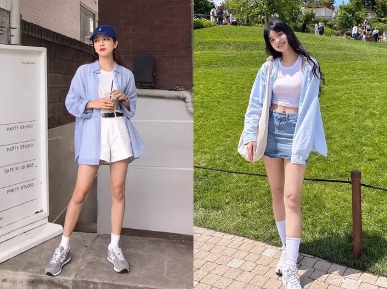 con gái mặc đồ ngầu cùng sneaker