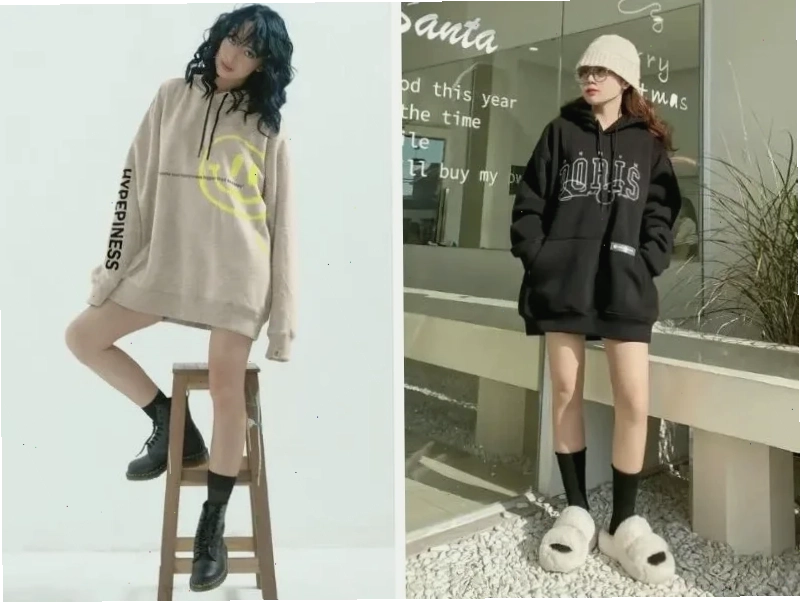Con gái mặc hoodie đi học