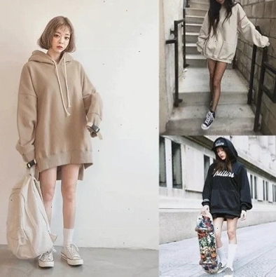 Con gái mặc hoodie mix cùng thắt lưng