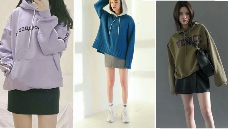 Con gái mặc hoodie oversize