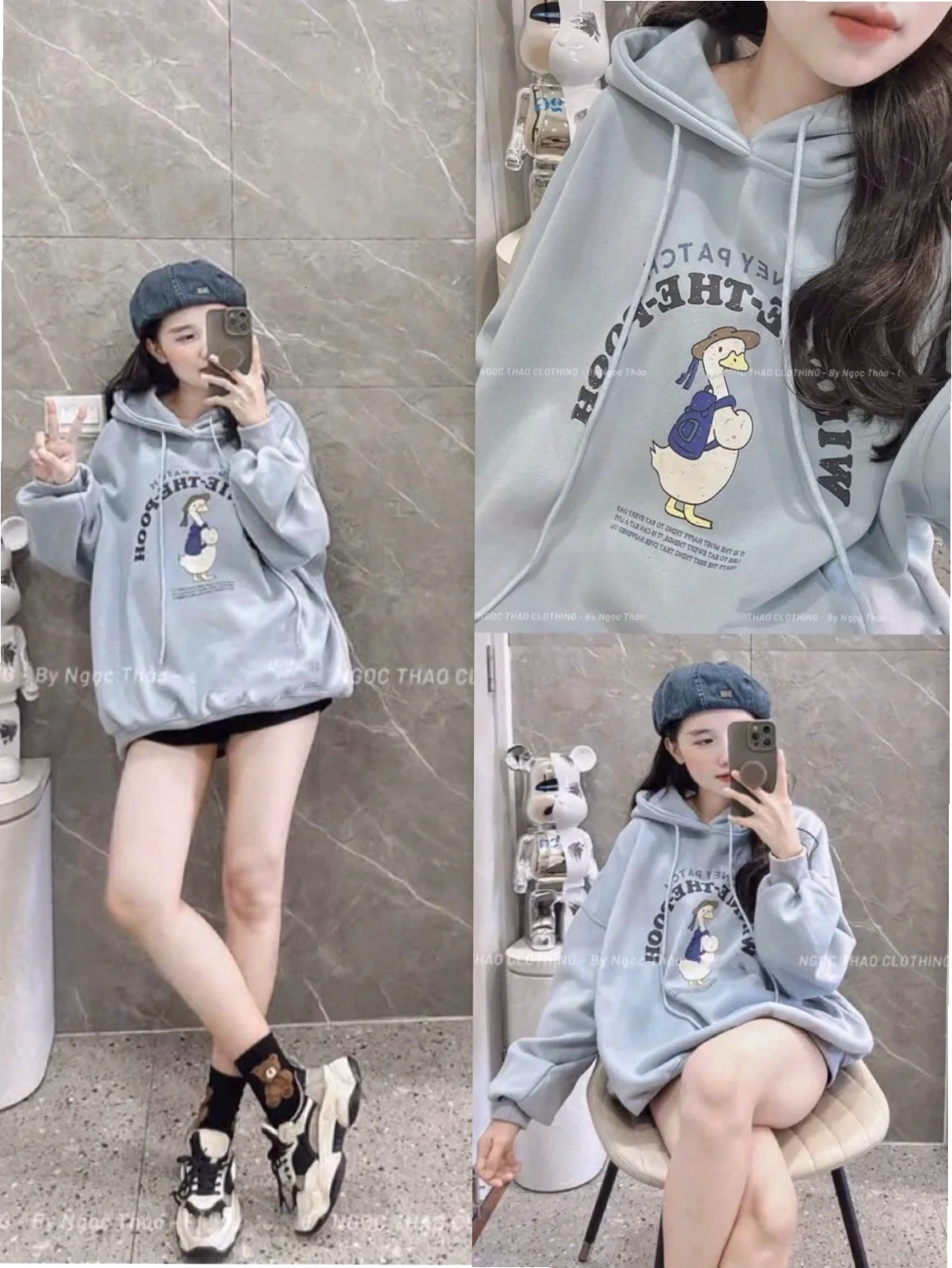 Con gái mặc hoodie phong cách hip hop