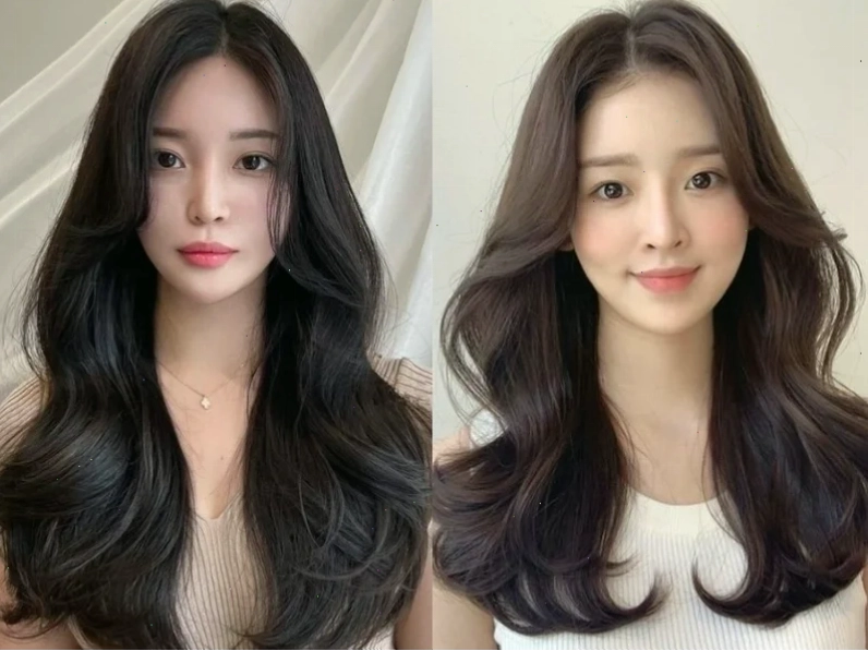con gái tóc dài mặc đầm đỏ