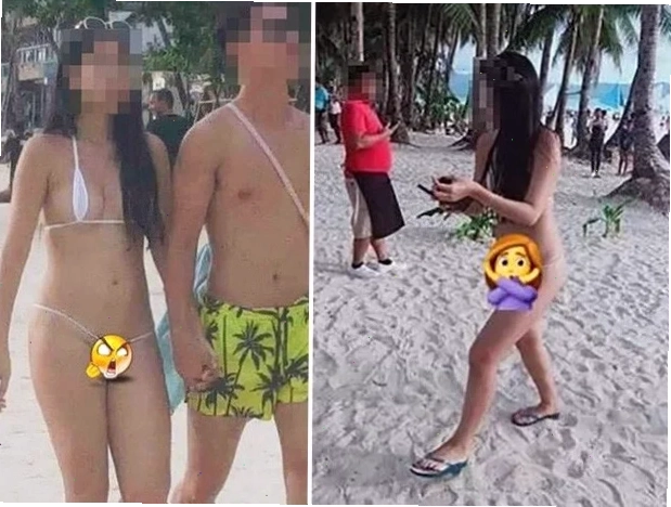 Sự chú ý từ du khách khác Du khách khác quan tâm vụ cô gái mặc bikini nhỏ như sợi dây