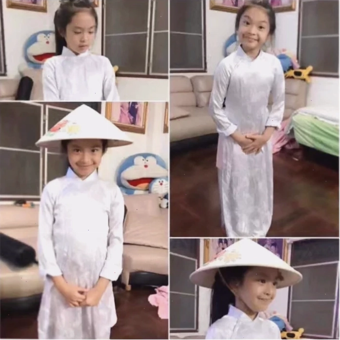 em gái mặc áo dài Meily Mia