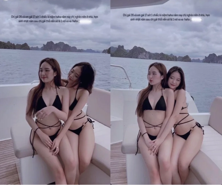em gái mặc bikini giữa bọt sóng