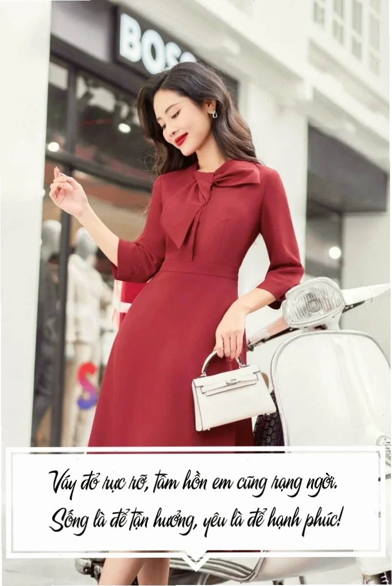 Áo sơ mi đỏ em là cô gái mặc áo đỏ thanh lịch