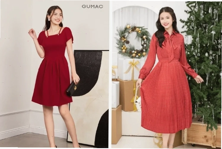em là cô gái mặc váy đỏ sang trọng