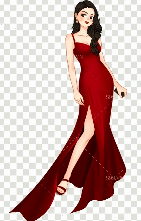 em là cô gái mặc váy đỏ xinh xắn