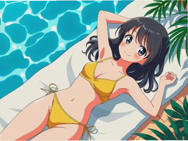 gái anime mặc bikini phong cách