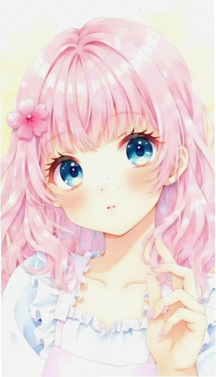 Gái anime tóc hồng dịu dàng