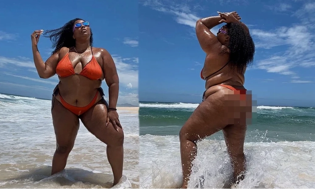 gái béo bikini họa tiết hoa