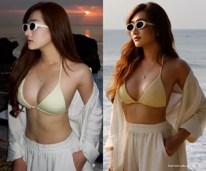 gái đep mặc bikini tại hồ bơi