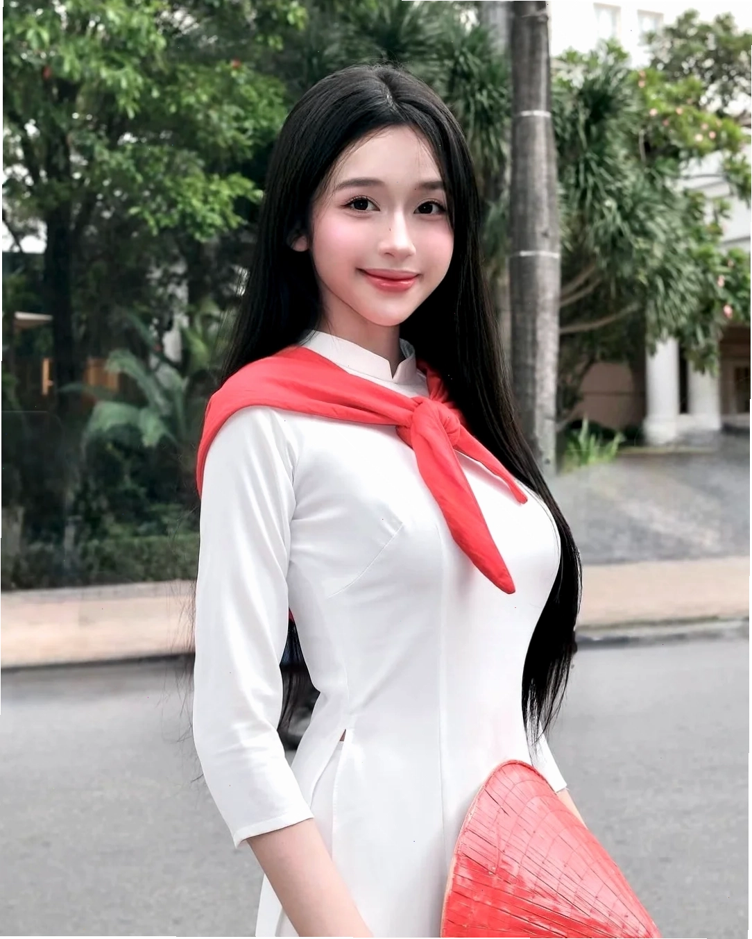 gái mặc áo dài trắng đáng yêu