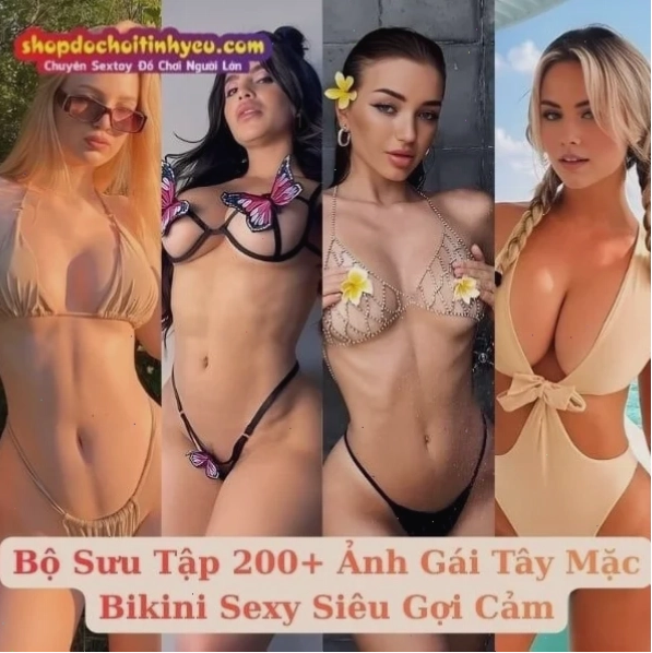 gái mặc bikini lộ hàng tạo dáng trên cát