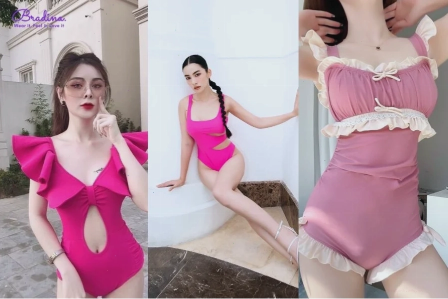 gái mặc bikini màu hồng dáng thon