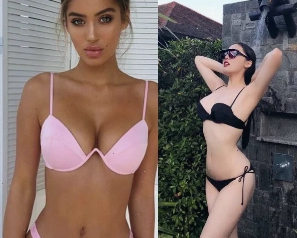 gái mặc bikini màu hồng dễ thương