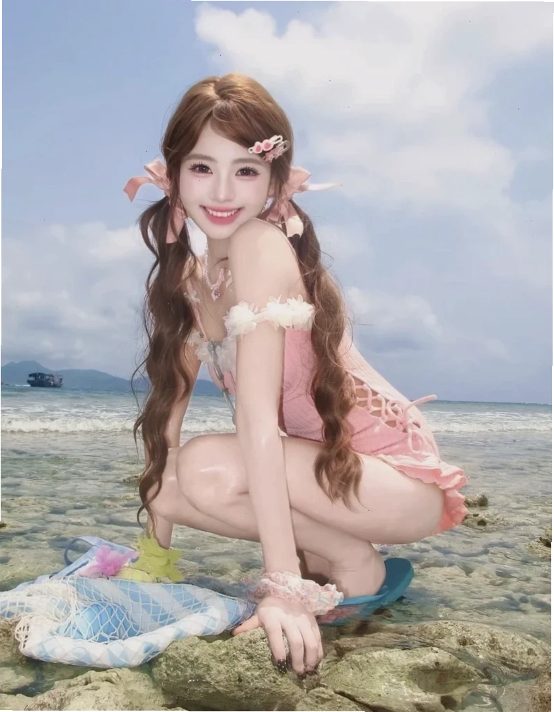 gái mặc bikini màu hồng xinh xắn