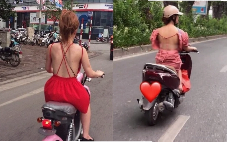gái mặc váy đi xe máy đi làm công sở