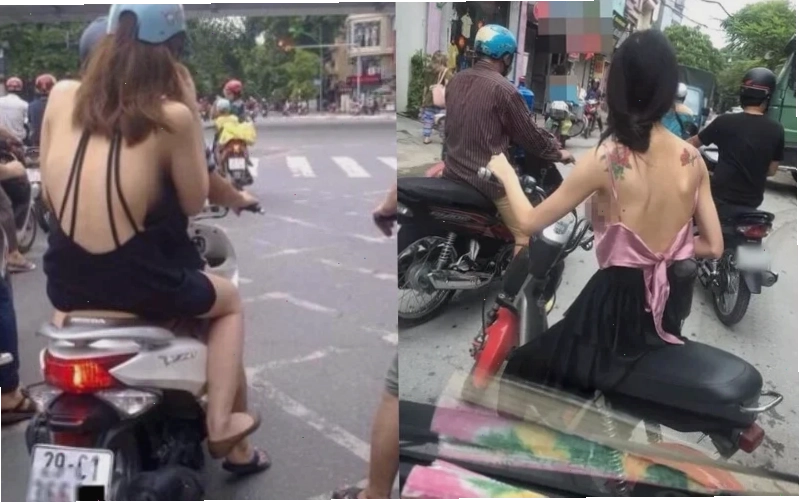 gái mặc váy đi xe máy đi tiệc