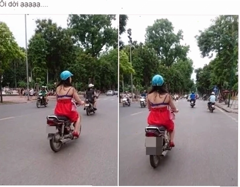 gái mặc váy đi xe máy hiện đại