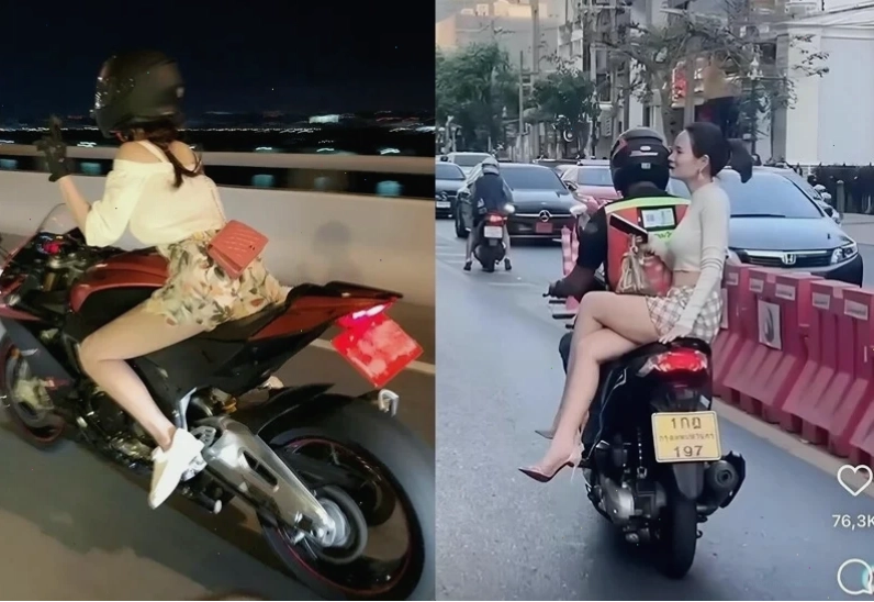 gái mặc váy đi xe máy xinh đẹp
