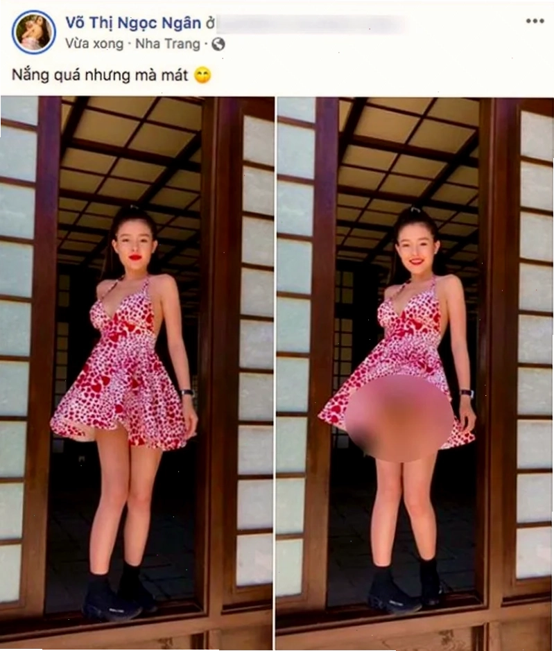 gái mặc váy lộ hàng tại sân bay