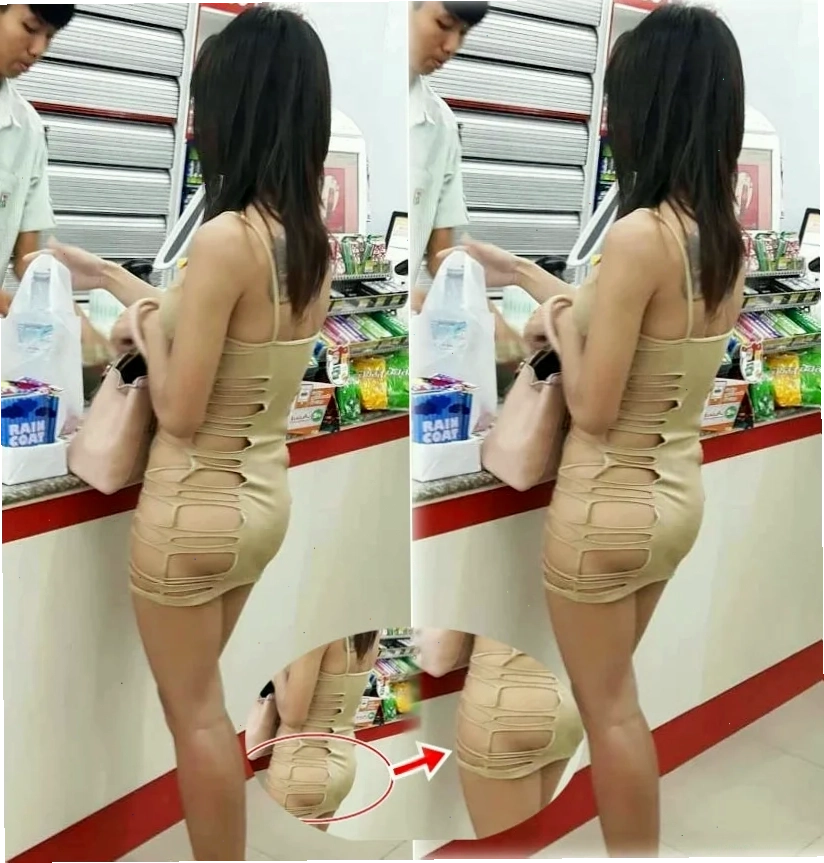 gái mặc váy lộ hàng tại trung tâm thương mại